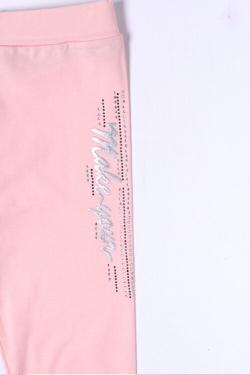 Kız Çocuk Somon Hologram Şerit Taşlı 1-8 Yaş Tayt 3164