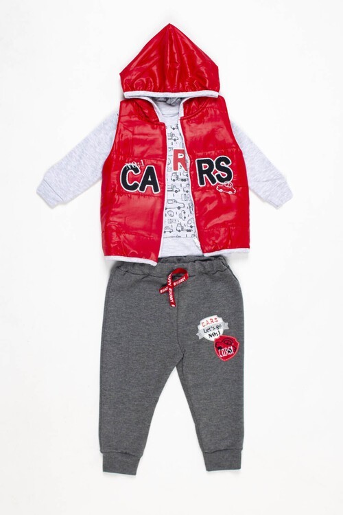 Erkek Bebek Araba Desenli 3lü Takım 6-18 Ay 13688