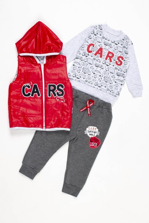 Erkek Bebek Araba Desenli 3lü Takım 6-18 Ay 13688