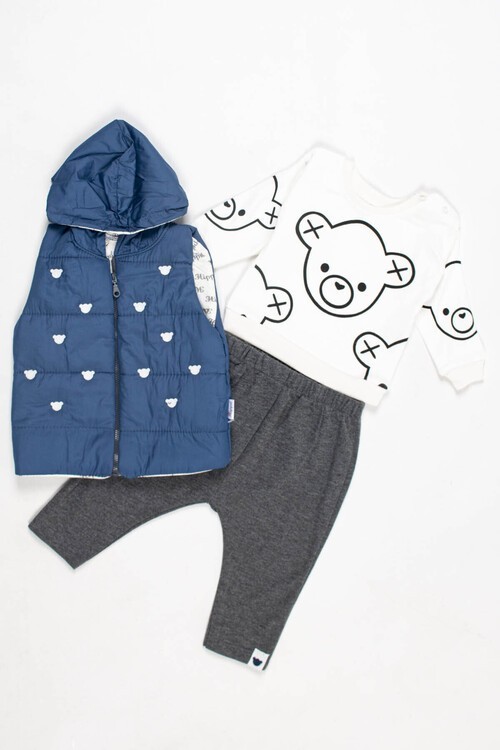 Erkek Bebek Hayvan Figürlü 3lü Takım 6-18 Ay 13691