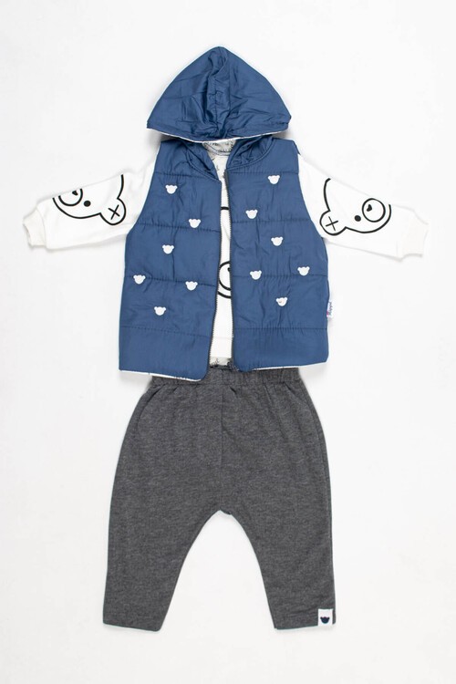 Erkek Bebek Hayvan Figürlü 3lü Takım 6-18 Ay 13691