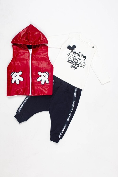 Erkek Bebek Nakışlı 3lü Takım 6-18 Ay 13690