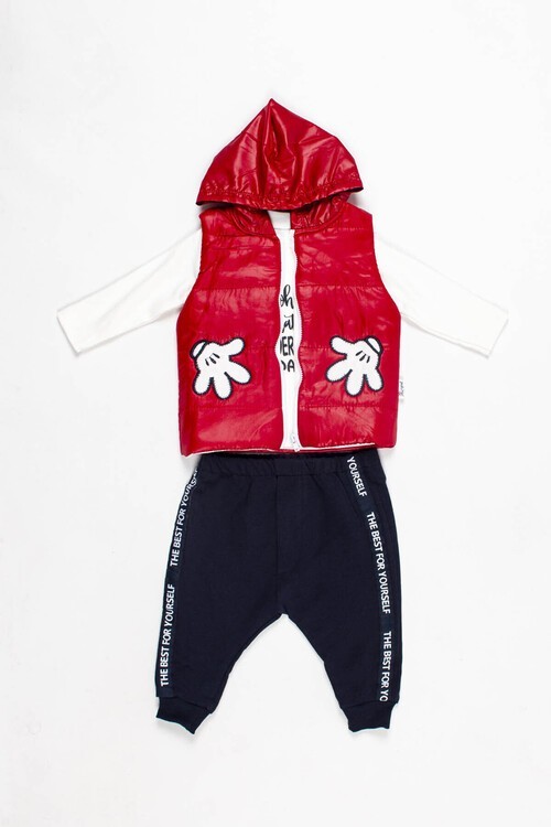 Erkek Bebek Nakışlı 3lü Takım 6-18 Ay 13690