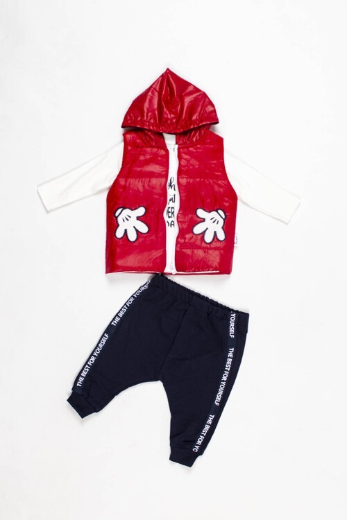 Erkek Bebek Nakışlı 3lü Takım 6-18 Ay 13690