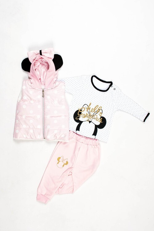 Kız Bebek Simli Puantiyeli 3lü Takım 6-18 Ay 13686