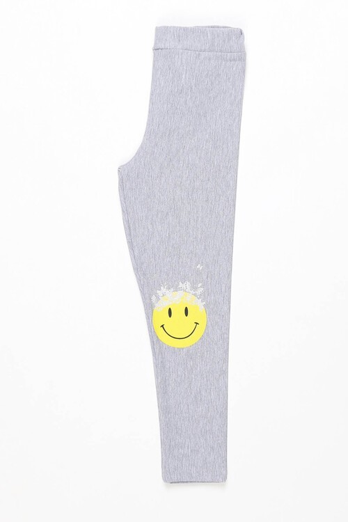 Kız Çocuk Gülen Yüz Baskılı Tayt 1-8 Yaş 13648