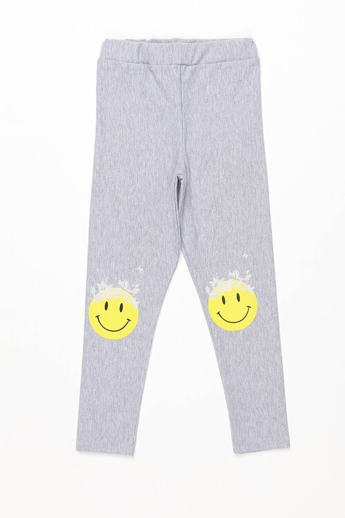 Kız Çocuk Gülen Yüz Baskılı Tayt 1-8 Yaş 13648