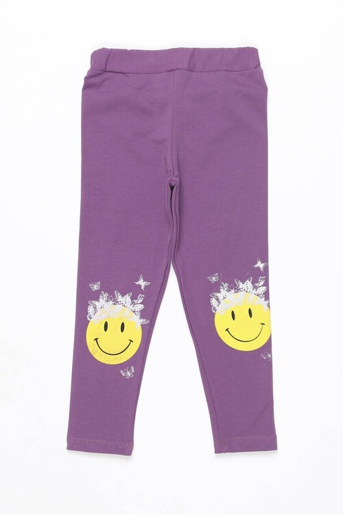 Kız Çocuk Gülen Yüz Baskılı Tayt 1-8 Yaş 13648