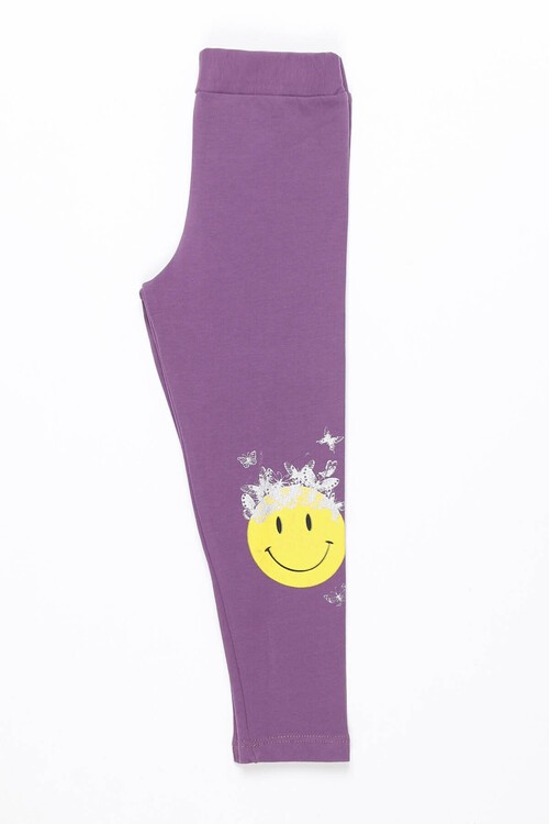 Kız Çocuk Gülen Yüz Baskılı Tayt 1-8 Yaş 13648