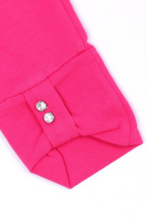 Kız Çocuk Koyu Pembe Manşet Taşlı 0-7 Yaş Tayt 1875-6