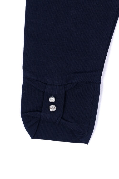 Kız Çocuk Siyah Manşet Taşlı 0-7 Yaş Tayt 1875-8