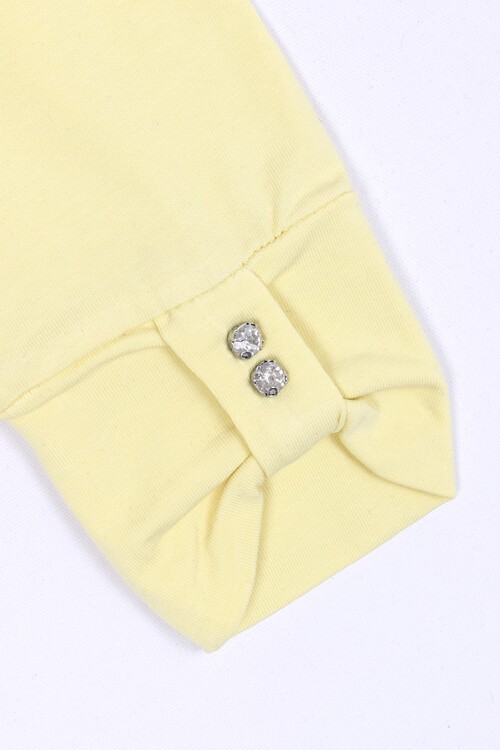 Kız Çocuk Sarı Manşet Taşlı 0-7 Yaş Tayt 1875-9