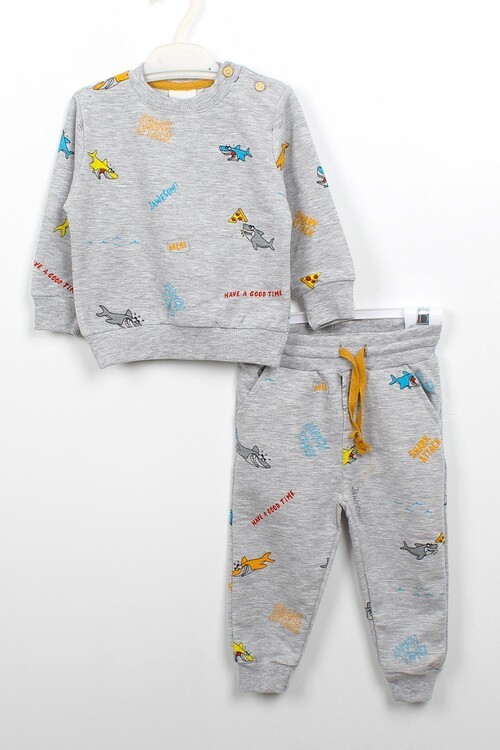 Erkek Bebek Balık Baskılı Takım 14075