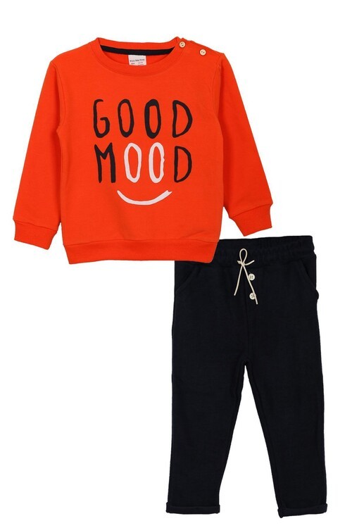 Erkek Bebek Good Mood Yazı Baskılı Takım 14077