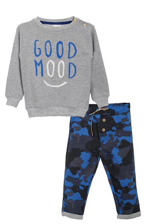 Erkek Bebek Good Mood Yazı Baskılı Takım 14077