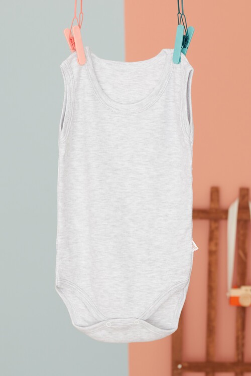 Erkek Bebek Gri Düz Zıbın 3-6 Yaş 10481