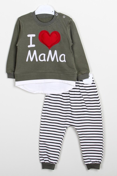 Erkek Bebek Kalp Dolgulu Nakışlı Takım 14117