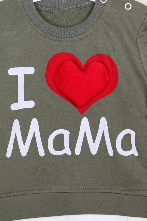 Erkek Bebek Kalp Dolgulu Nakışlı Takım 14117