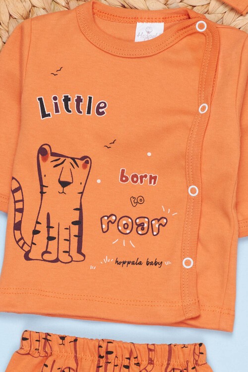 Erkek Bebek Kaplan Baskılı 3lü Zıbın Takımı 0-3 Ay 13698