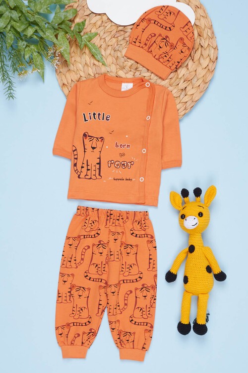 Erkek Bebek Kaplan Baskılı 3lü Zıbın Takımı 0-3 Ay 13698