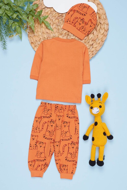 Erkek Bebek Kaplan Baskılı 3lü Zıbın Takımı 0-3 Ay 13698