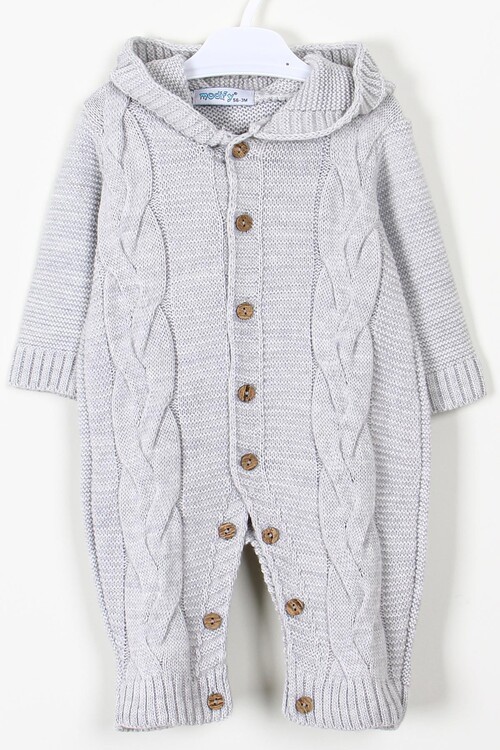 Erkek Bebek Kapşonlu Triko Tulum 14143