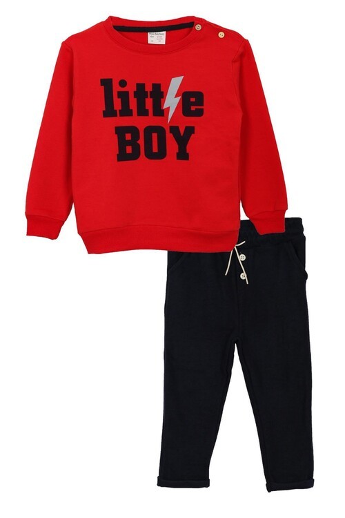 Erkek Bebek Little Baskılı Yazı Baskılı Takım 14076