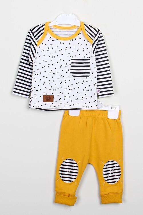 Erkek Bebek Üçgen Desenli Takım 14093