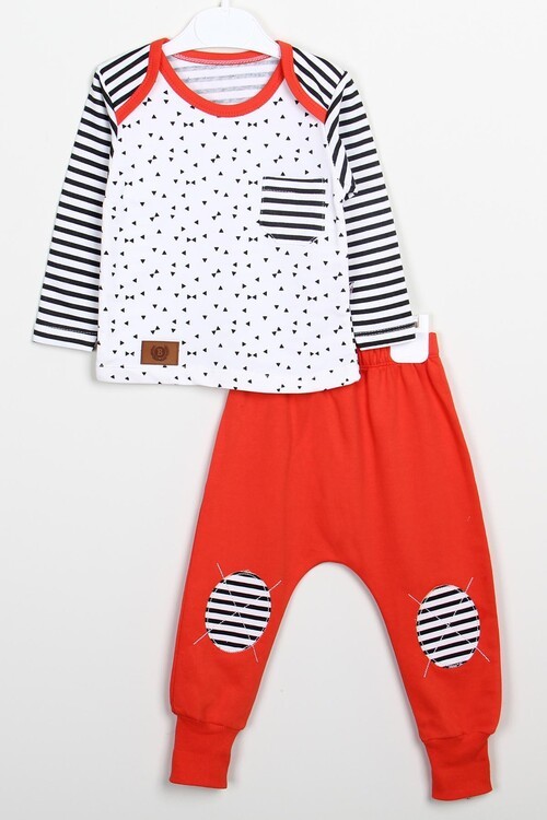 Erkek Bebek Üçgen Desenli Takım 14093