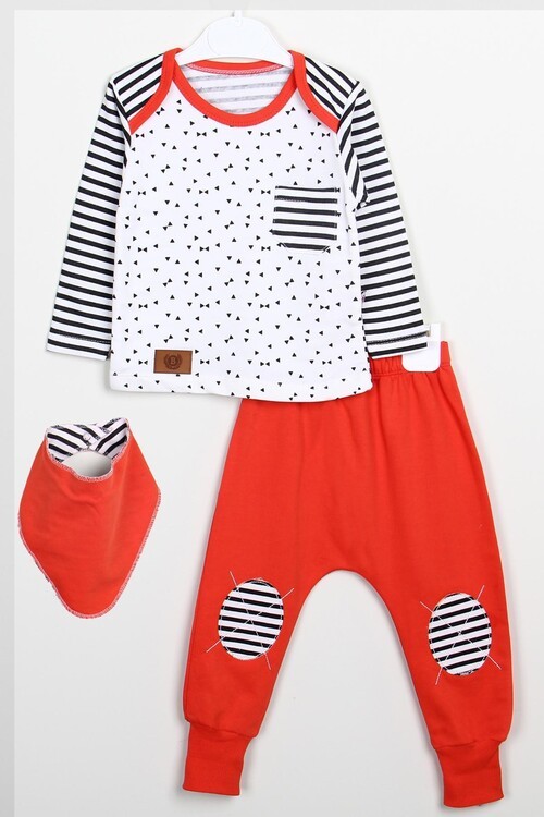 Erkek Bebek Üçgen Desenli Takım 14093