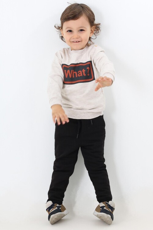 Erkek Bebek What Yazı Baskılı Takım 14086