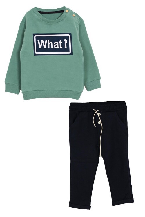 Erkek Bebek What Yazı Baskılı Takım 14086