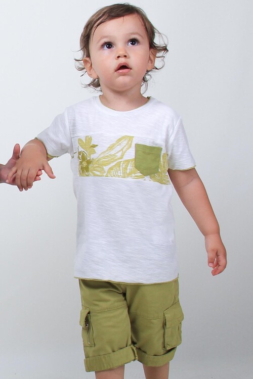 Erkek Bebek Yaprak Detaylı Takım 14094