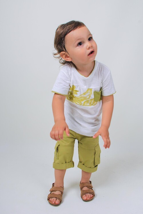 Erkek Bebek Yaprak Detaylı Takım 14094