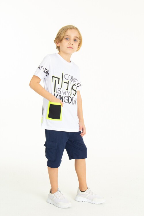Erkek Cepli Baskılı Şortlu Takım 9-14 Yaş 14006