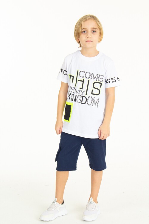 Erkek Cepli Baskılı Şortlu Takım 9-14 Yaş 14006