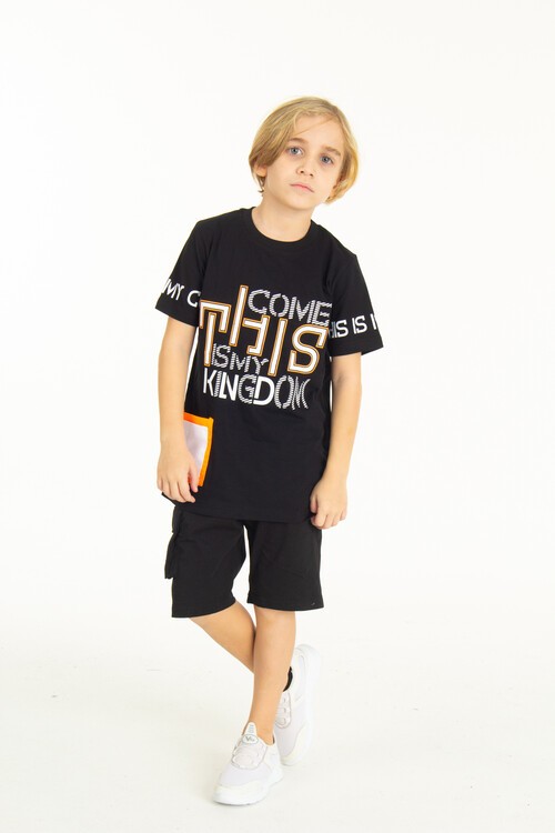 Erkek Cepli Baskılı Şortlu Takım 9-14 Yaş 14006