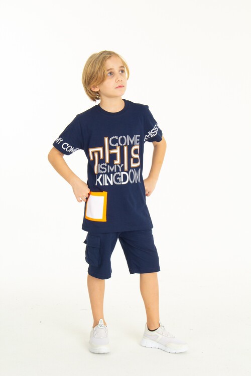 Erkek Cepli Baskılı Şortlu Takım 9-14 Yaş 14006