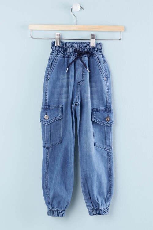 Mavi Erkek Çocuk Kargo Cepli Jean Pantolon 12159