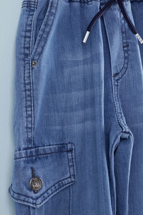 Mavi Erkek Çocuk Kargo Cepli Jean Pantolon 12159