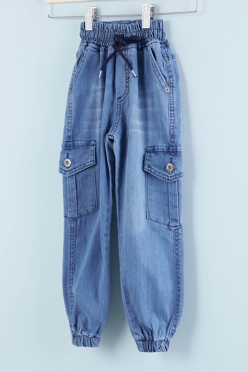 Mavi Erkek Çocuk Kargo Cepli Jean Pantolon 12159