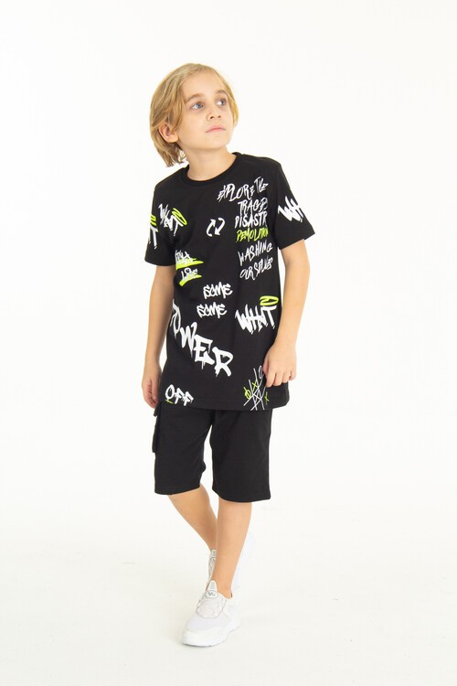 Erkek Çocuk Baskılı Şortlu Takım 4-14 Yaş 14004