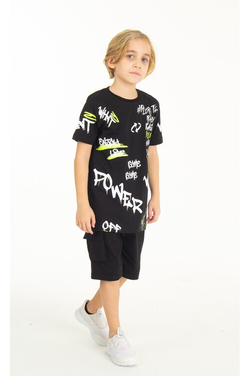 Erkek Çocuk Baskılı Şortlu Takım 4-14 Yaş 14004