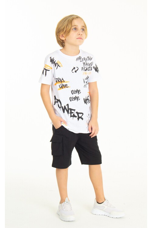 Erkek Çocuk Baskılı Şortlu Takım 4-14 Yaş 14004