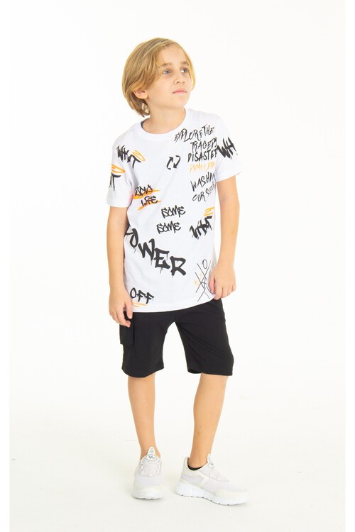 Erkek Çocuk Baskılı Şortlu Takım 4-14 Yaş 14004