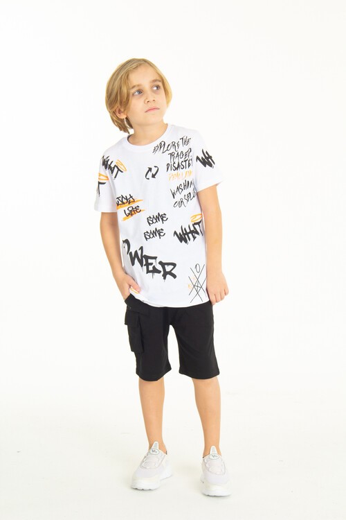 Erkek Çocuk Baskılı Şortlu Takım 4-14 Yaş 14004