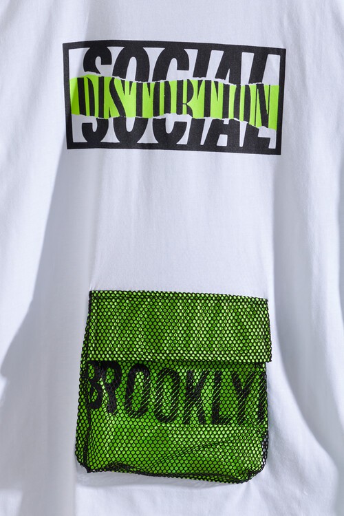 Erkek Çocuk Beyaz Ön Cep Neon Detay 8-13 Yaş T-Shirt 4138