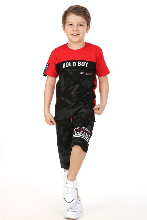 Erkek Çocuk Bold Boy Yazı Baskılı Şortlu Takım 14071