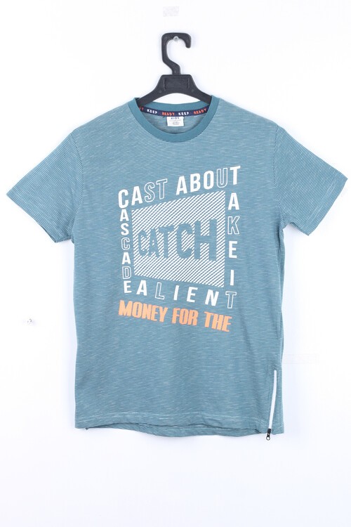 Erkek Çocuk Catch Baskılı Çizgili Tshirt 9-14 Yaş 14046