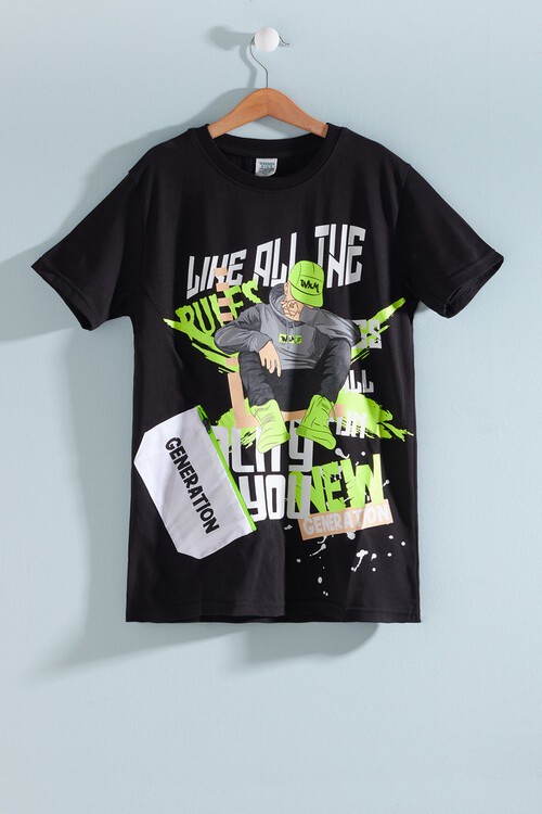 Erkek Çocuk Cepli Baskılı Tshirt 8-12 Yaş 14056